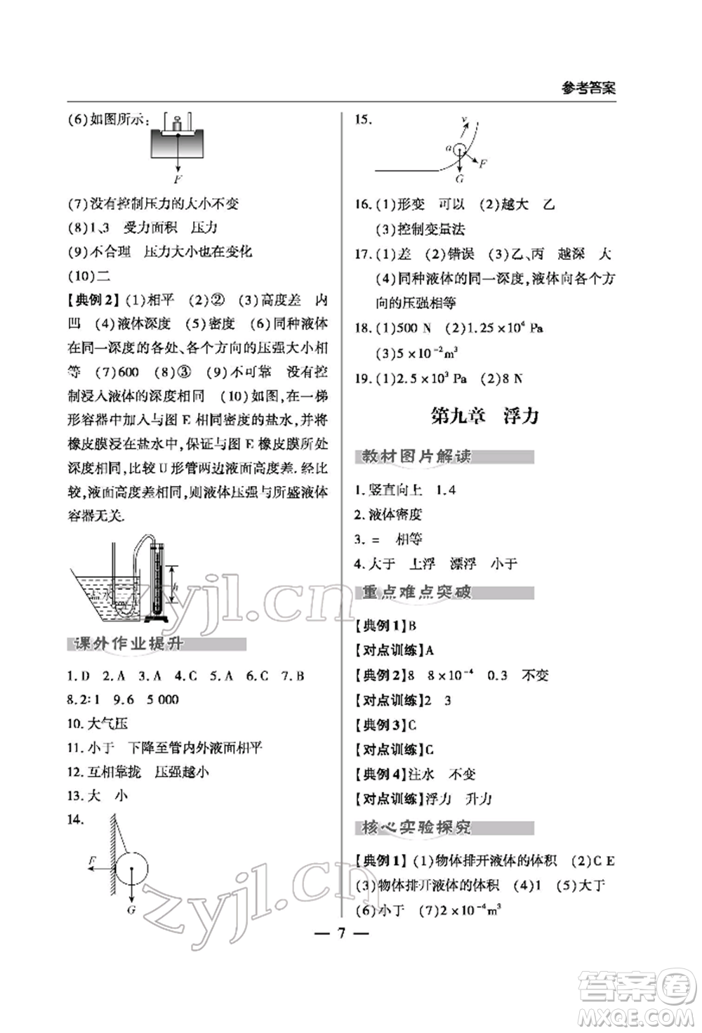 青島出版社2022新課堂同步學(xué)習(xí)與探究初中學(xué)業(yè)考試用書物理通用版金鄉(xiāng)專版參考答案