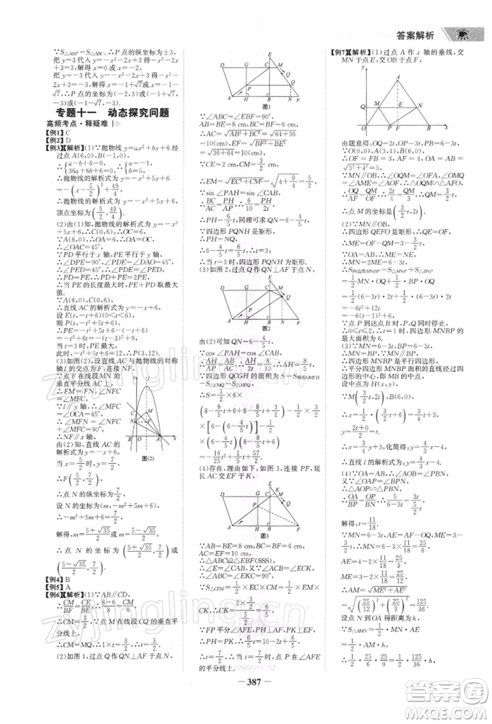 浙江科學(xué)技術(shù)出版社2022世紀(jì)金榜初中全程復(fù)習(xí)方略數(shù)學(xué)北師大版深圳專(zhuān)版參考答案