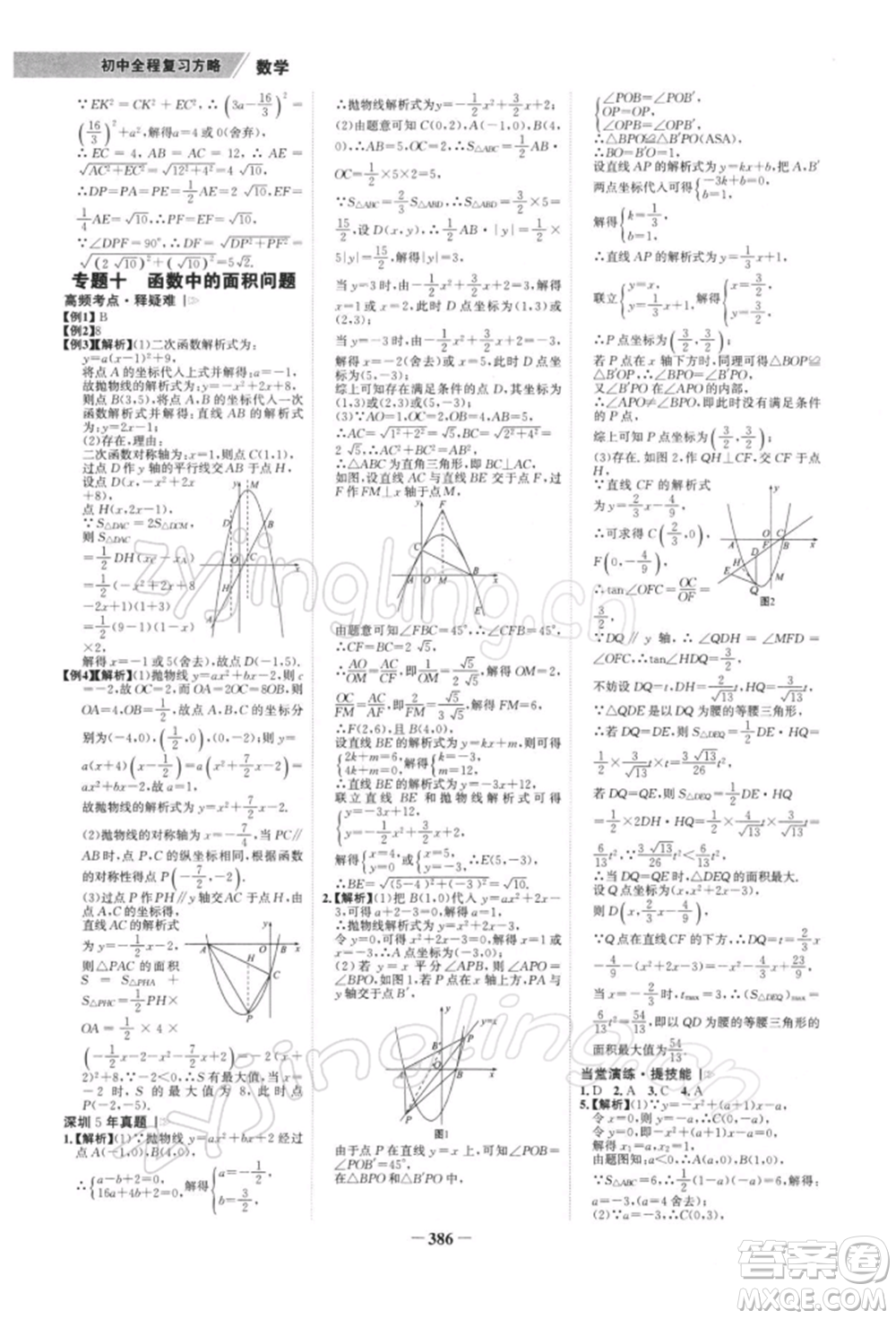 浙江科學(xué)技術(shù)出版社2022世紀(jì)金榜初中全程復(fù)習(xí)方略數(shù)學(xué)北師大版深圳專(zhuān)版參考答案