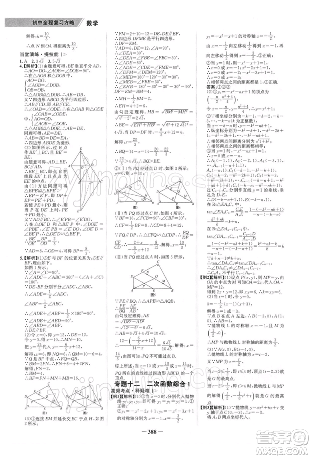 浙江科學(xué)技術(shù)出版社2022世紀(jì)金榜初中全程復(fù)習(xí)方略數(shù)學(xué)北師大版深圳專(zhuān)版參考答案