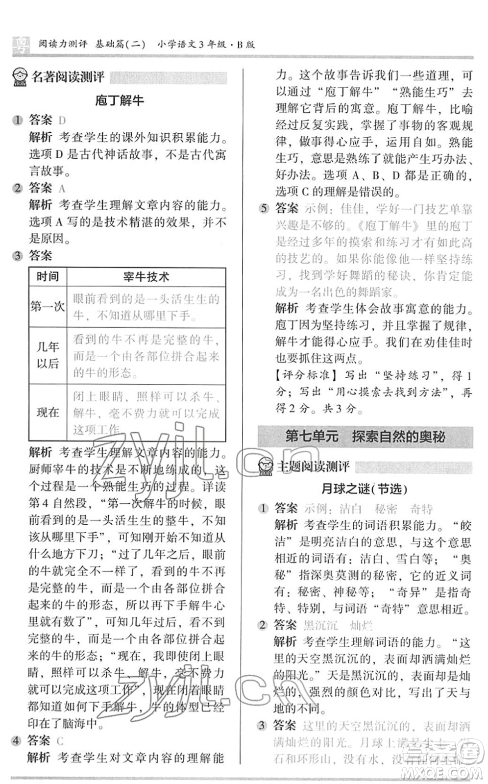 江蘇鳳凰文藝出版社2022木頭馬閱讀力測評三年級語文下冊B版廣東專版答案