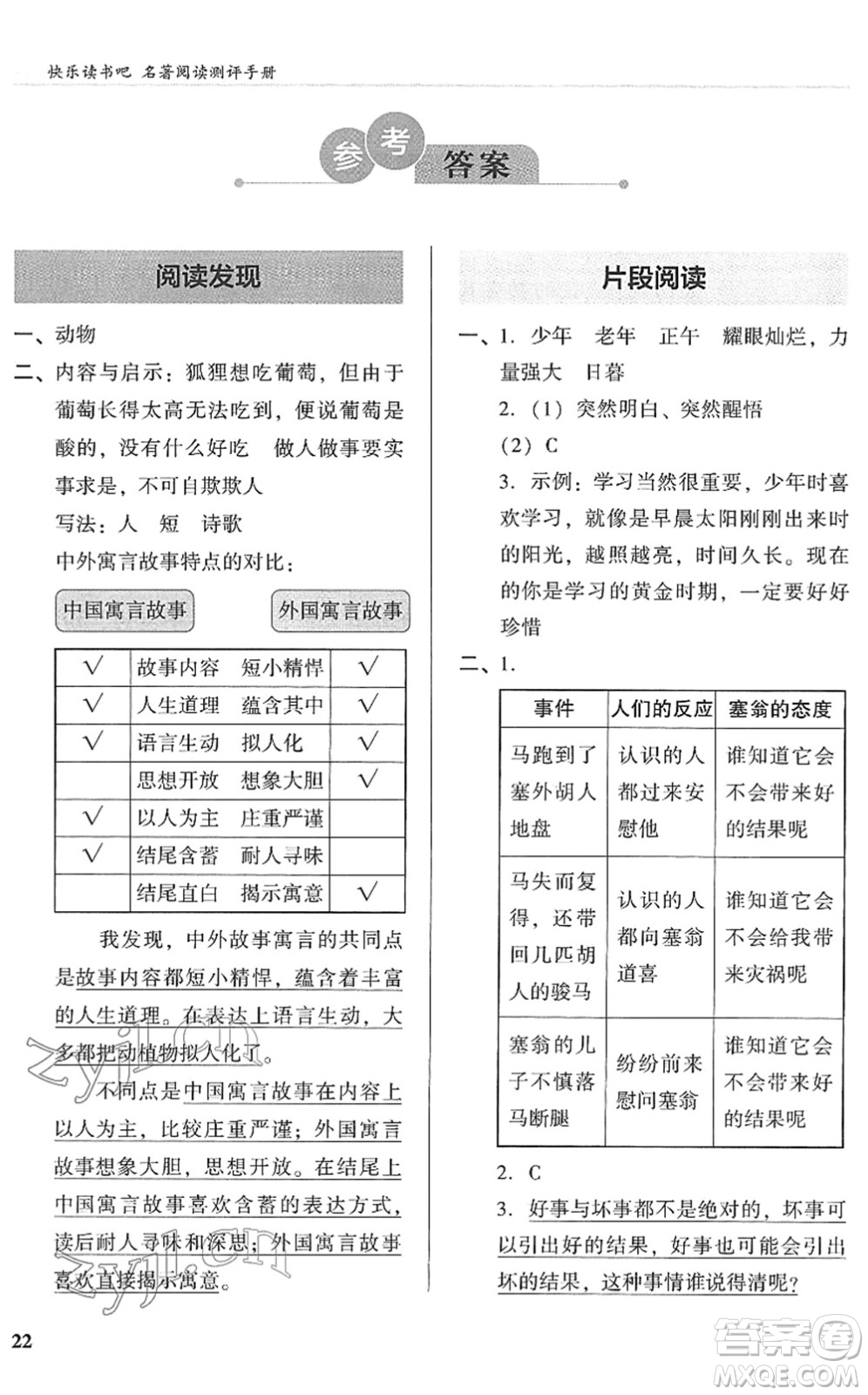 江蘇鳳凰文藝出版社2022木頭馬閱讀力測評三年級語文下冊B版廣東專版答案