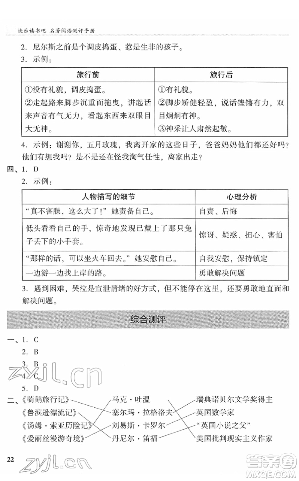 鷺江出版社2022木頭馬閱讀力測評六年級語文下冊B版福建專版答案