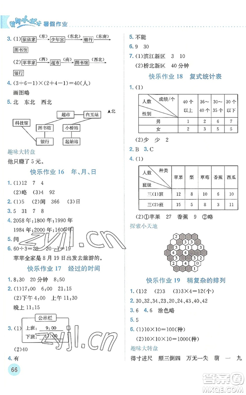 龍門(mén)書(shū)局2022黃岡小狀元暑假作業(yè)3升4銜接三年級(jí)數(shù)學(xué)人教版答案