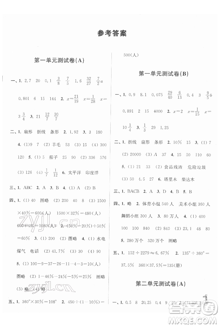 東南大學(xué)出版社2022江蘇密卷數(shù)學(xué)六年級(jí)下冊(cè)江蘇版答案