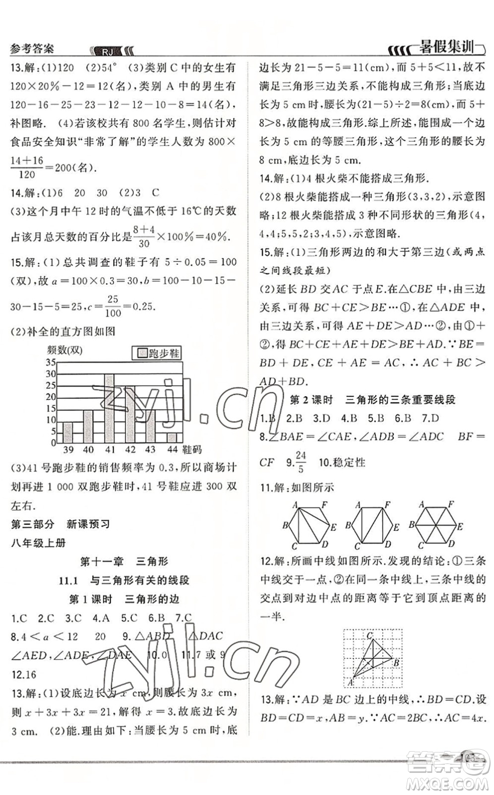 合肥工業(yè)大學(xué)出版社2022暑假集訓(xùn)七年級(jí)數(shù)學(xué)RJ人教版答案