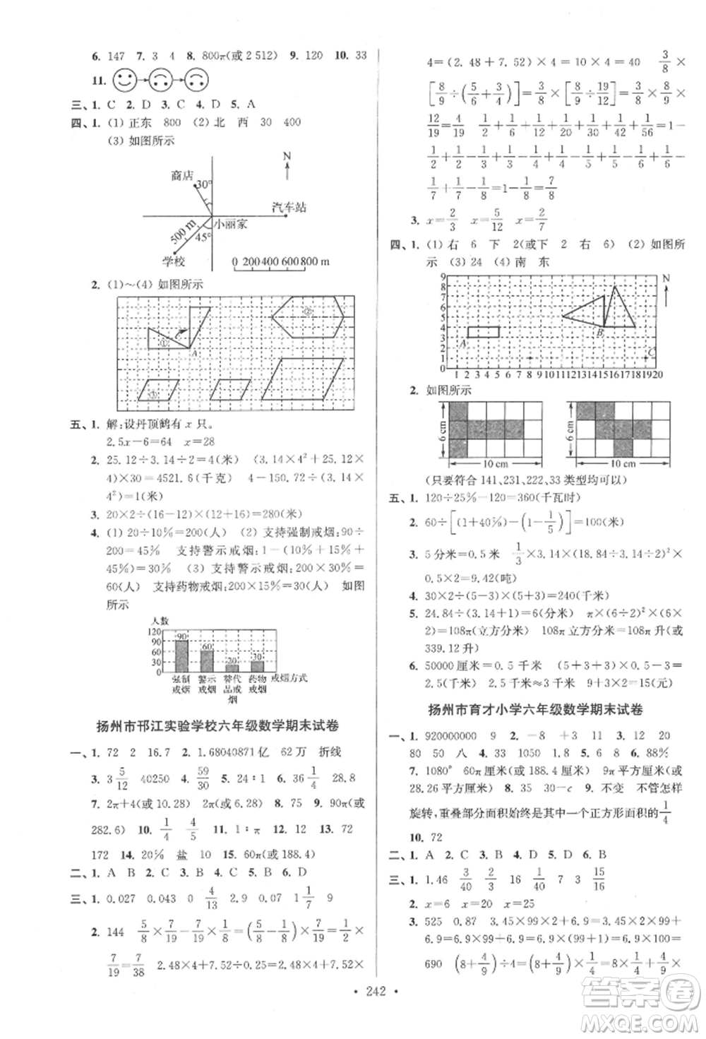 江蘇鳳凰美術(shù)出版社2022自主創(chuàng)新作業(yè)小學(xué)畢業(yè)總復(fù)習(xí)一本通數(shù)學(xué)通用版揚(yáng)州專版參考答案