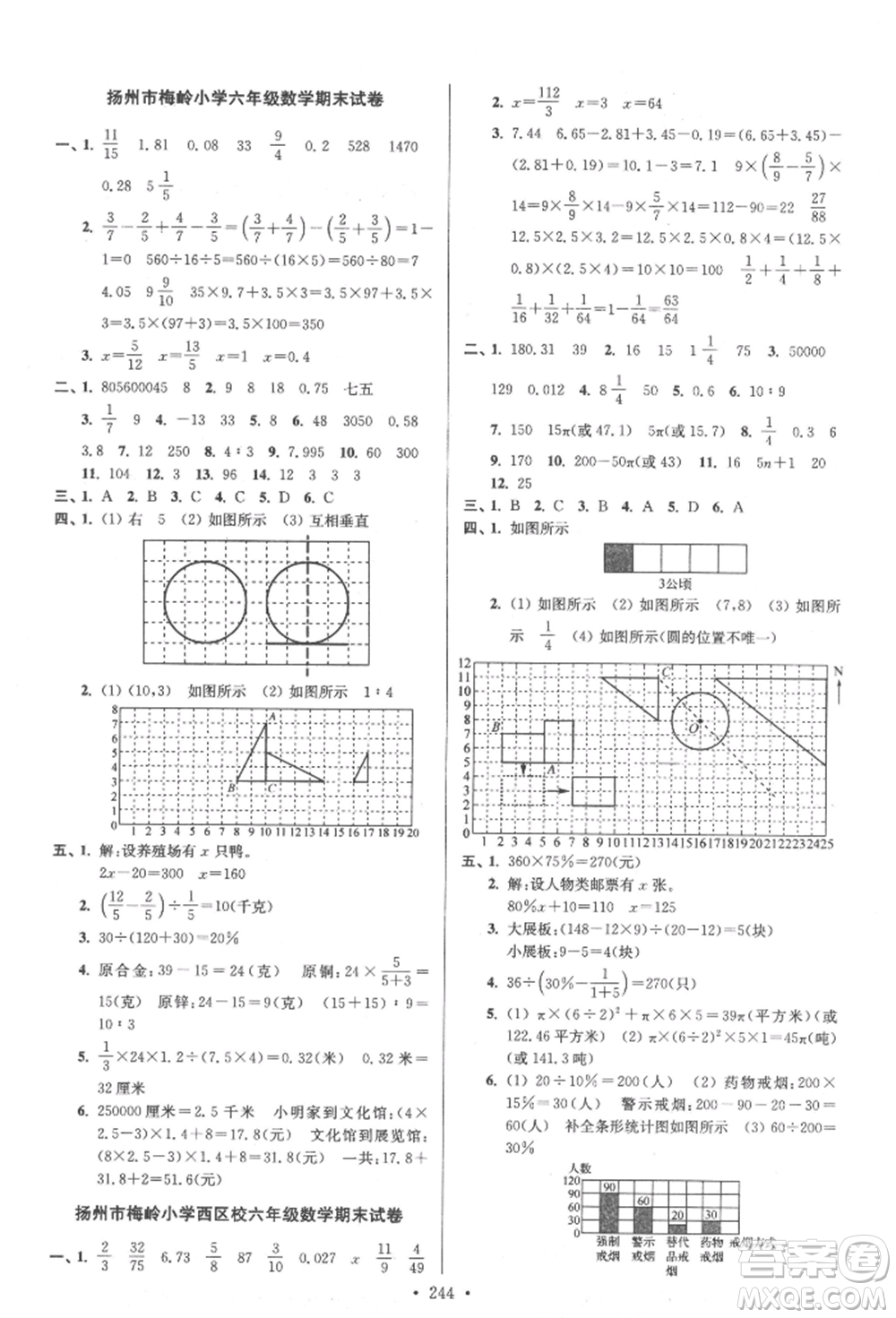 江蘇鳳凰美術(shù)出版社2022自主創(chuàng)新作業(yè)小學(xué)畢業(yè)總復(fù)習(xí)一本通數(shù)學(xué)通用版揚(yáng)州專版參考答案