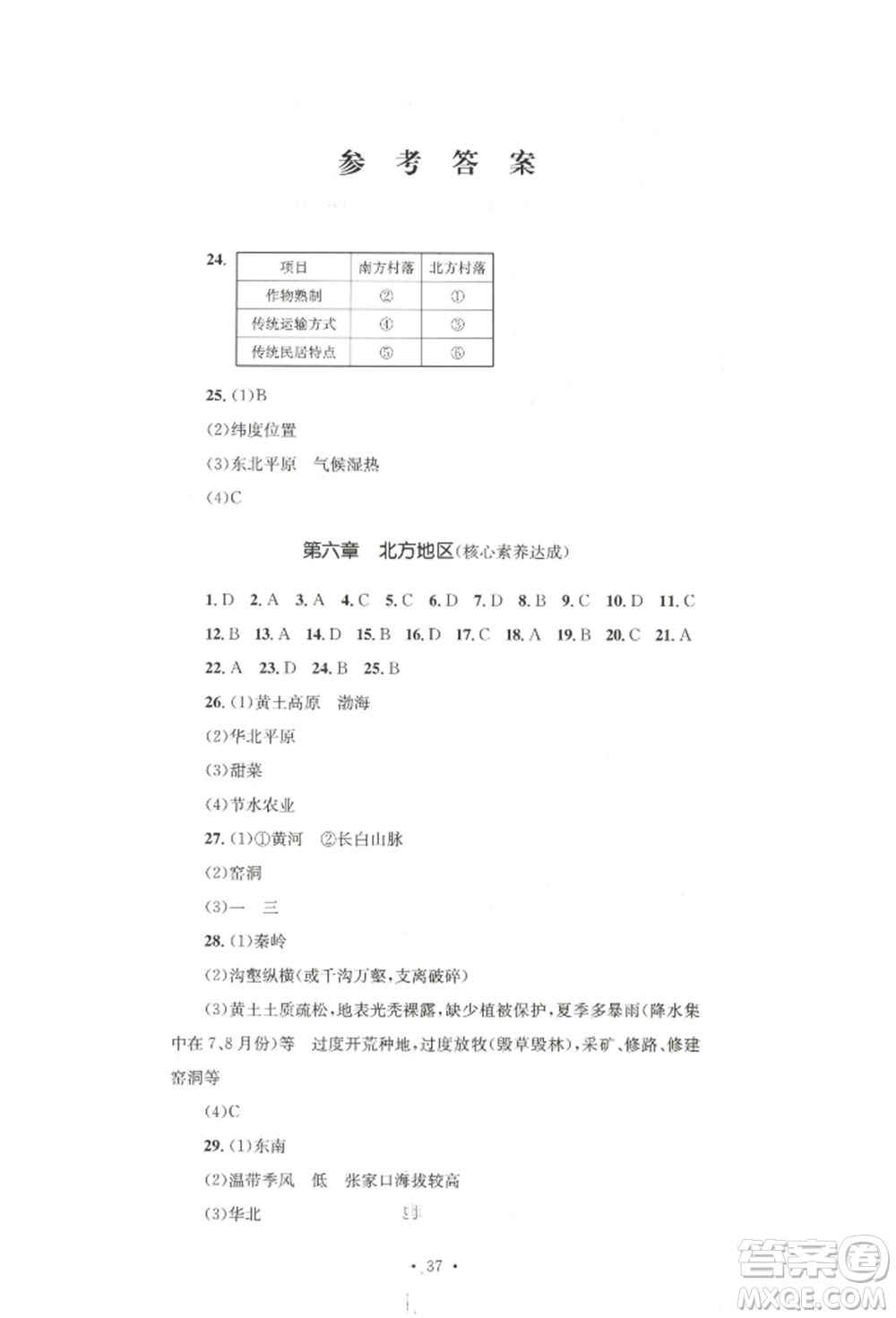 湖南教育出版社2022學科素養(yǎng)與能力提升八年級下冊地理人教版參考答案