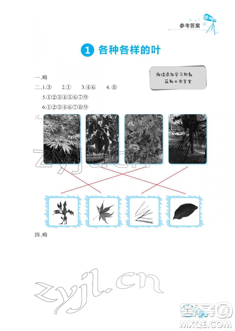 湖北教育出版社2022長江作業(yè)本課堂作業(yè)科學(xué)一年級下冊鄂教版答案