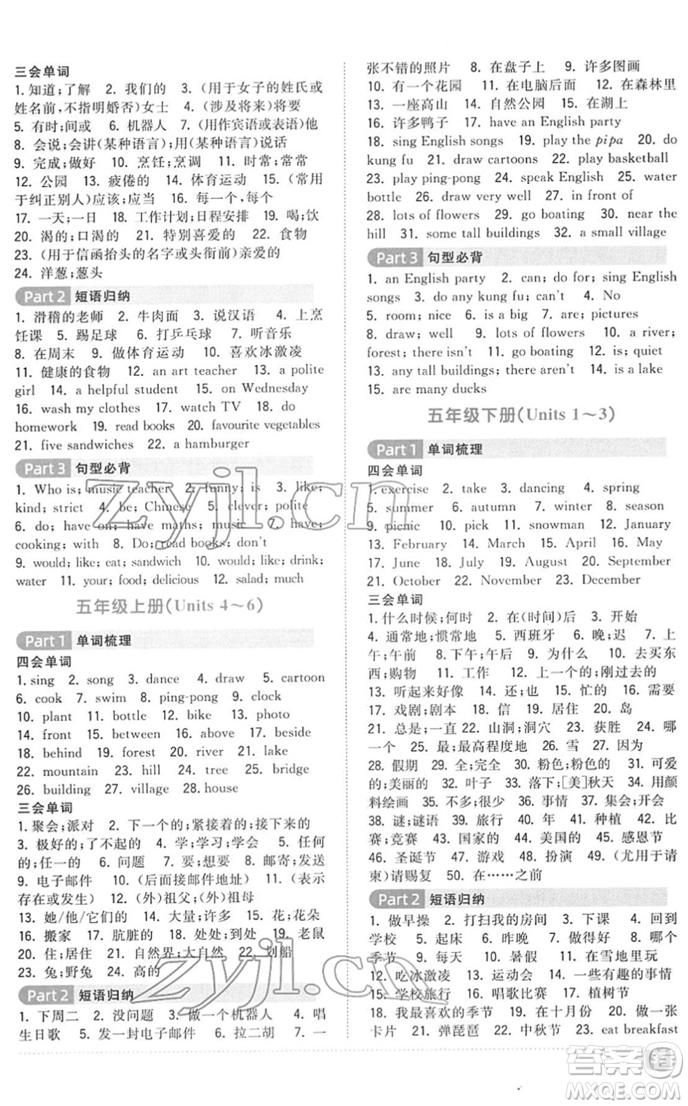 江西教育出版社2022陽光同學浙江省小學畢業(yè)升學系統(tǒng)總復習六年級英語下冊人教版答案