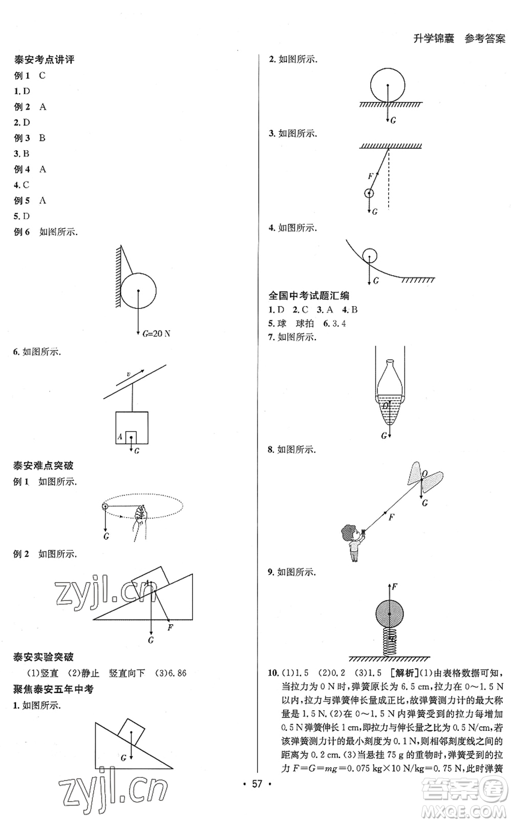 新疆青少年出版社2022升學(xué)錦囊九年級(jí)物理泰安專(zhuān)版答案