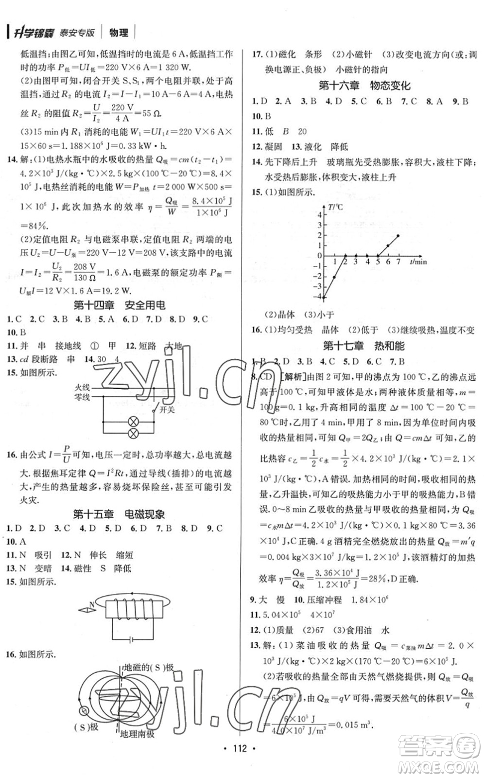 新疆青少年出版社2022升學(xué)錦囊九年級(jí)物理泰安專(zhuān)版答案