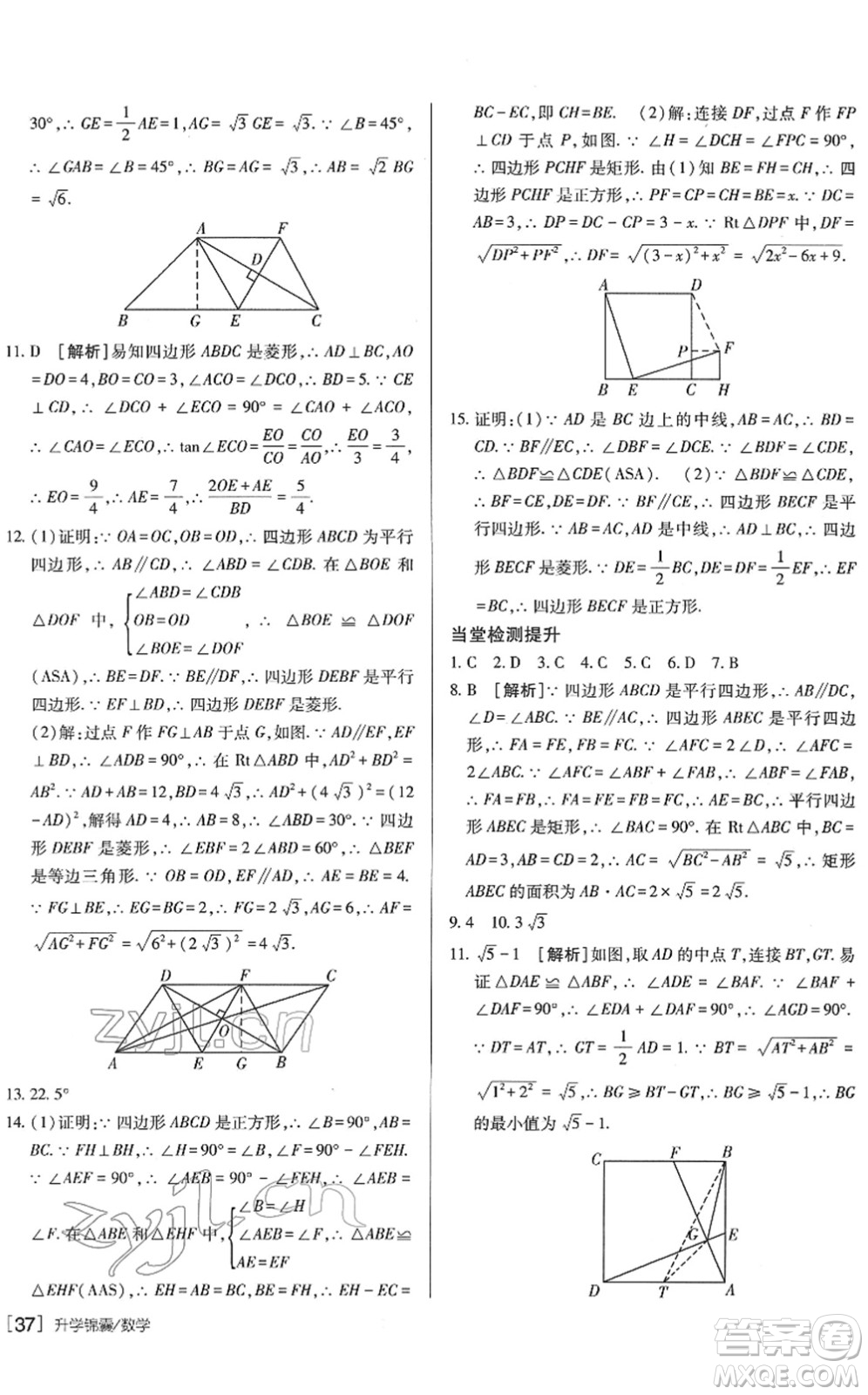 新疆青少年出版社2022升學(xué)錦囊九年級數(shù)學(xué)青島專版答案