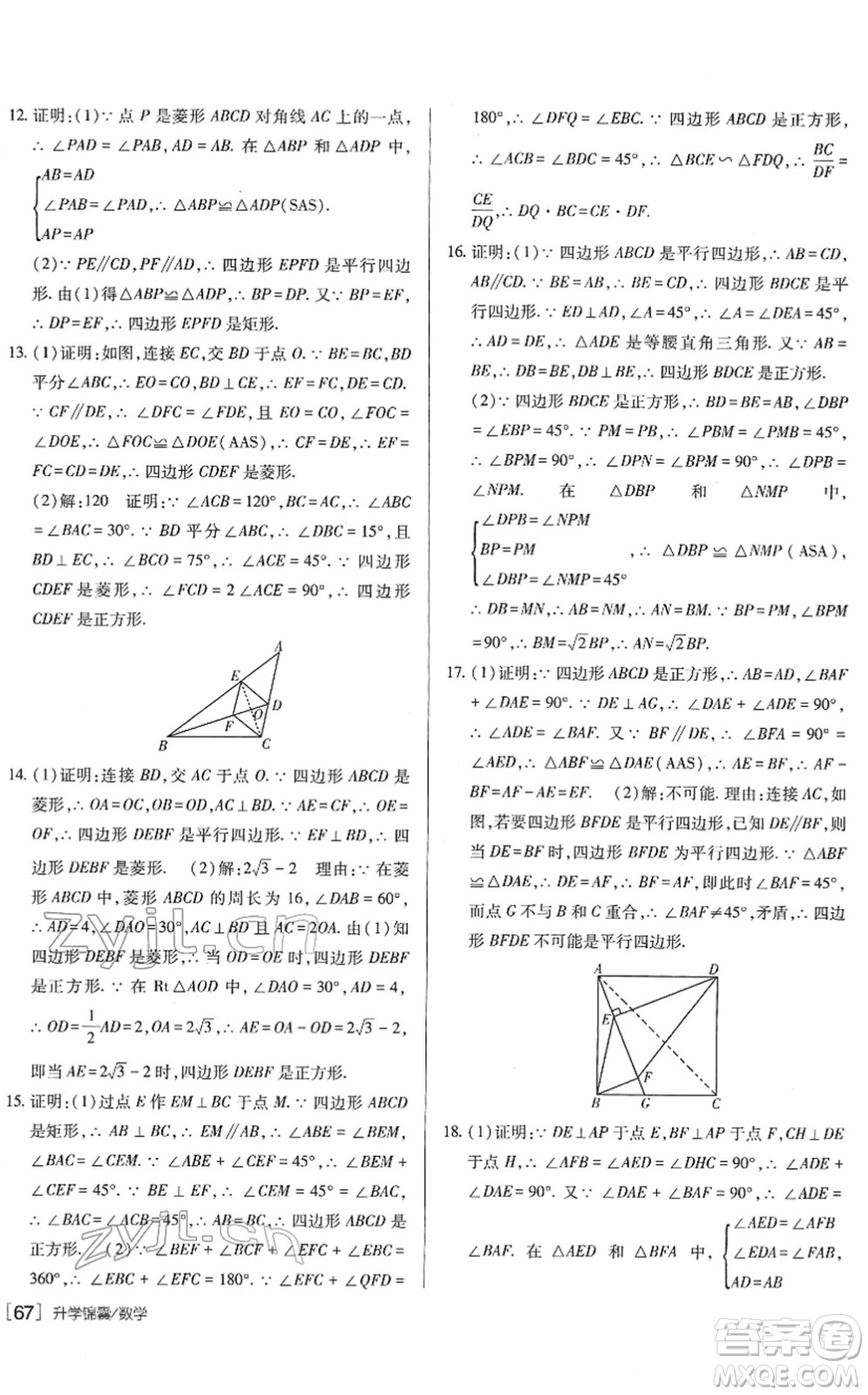 新疆青少年出版社2022升學(xué)錦囊九年級數(shù)學(xué)青島專版答案