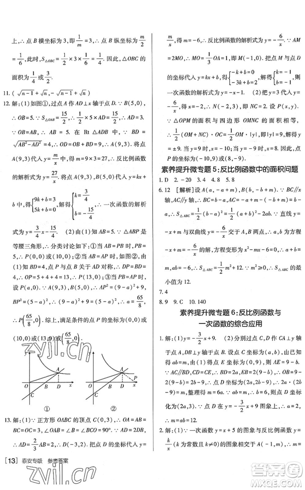 新疆青少年出版社2022升學(xué)錦囊九年級(jí)數(shù)學(xué)泰安專版答案