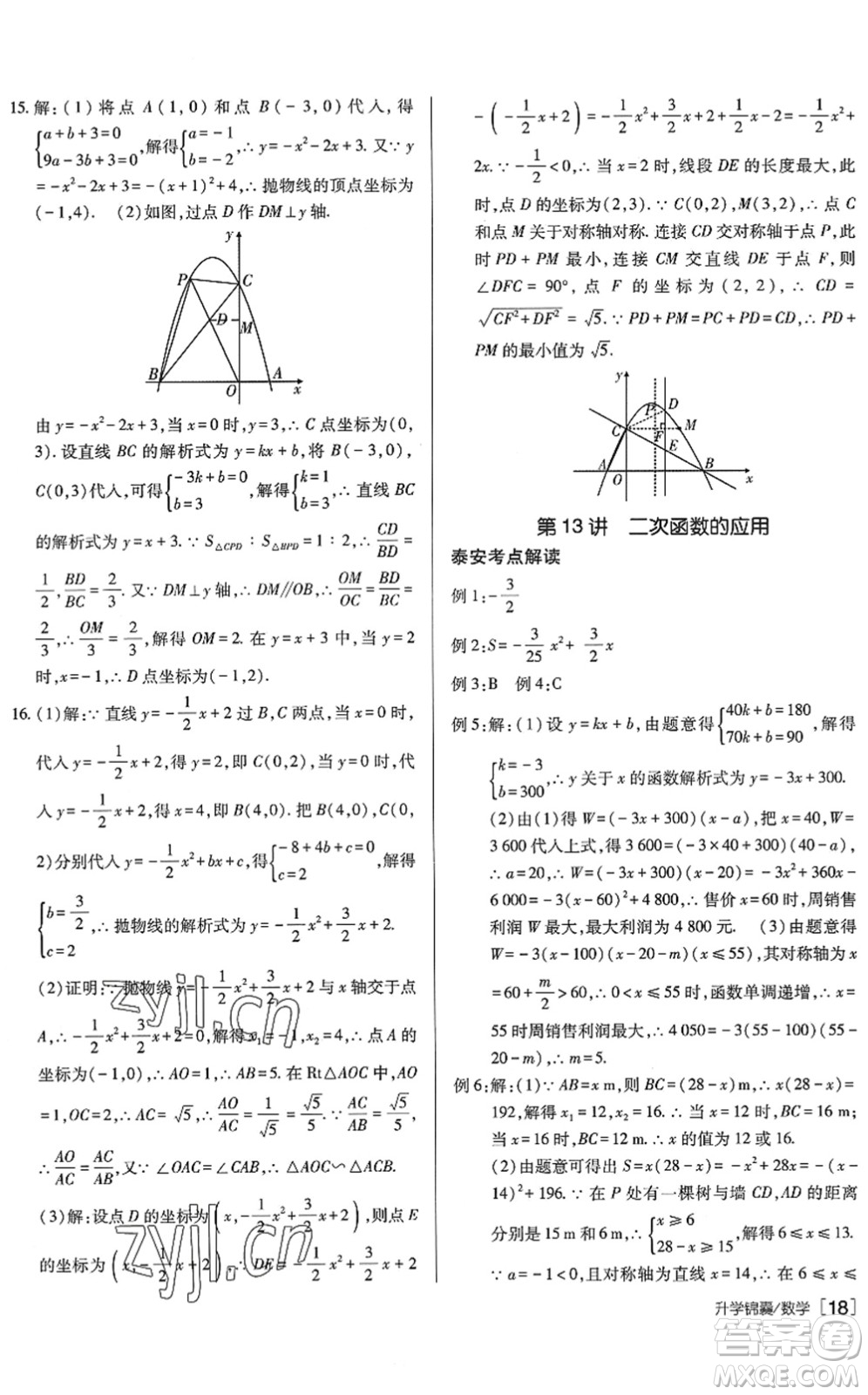 新疆青少年出版社2022升學(xué)錦囊九年級(jí)數(shù)學(xué)泰安專版答案