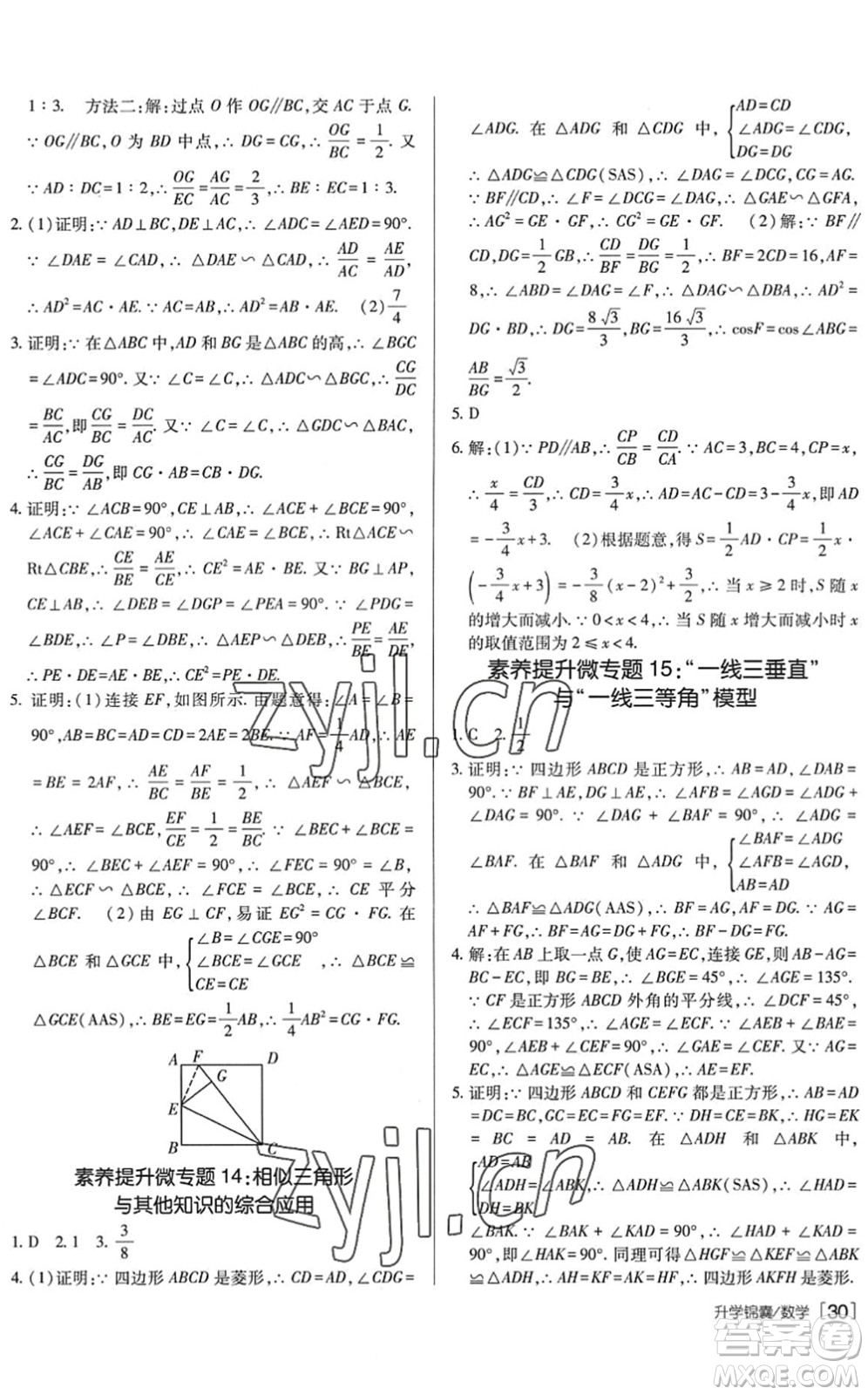 新疆青少年出版社2022升學(xué)錦囊九年級(jí)數(shù)學(xué)泰安專版答案