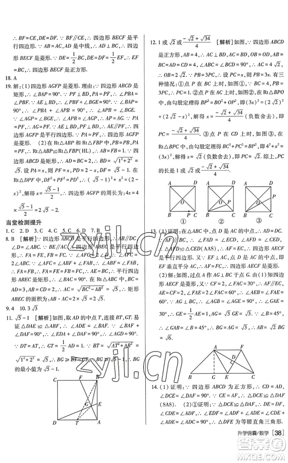 新疆青少年出版社2022升學(xué)錦囊九年級(jí)數(shù)學(xué)泰安專版答案