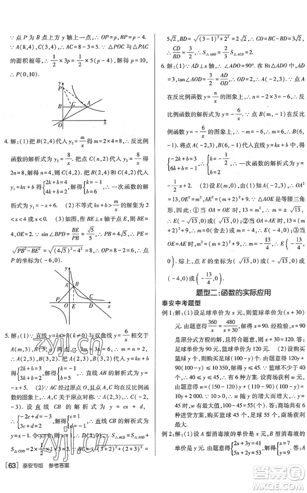 新疆青少年出版社2022升學(xué)錦囊九年級(jí)數(shù)學(xué)泰安專版答案