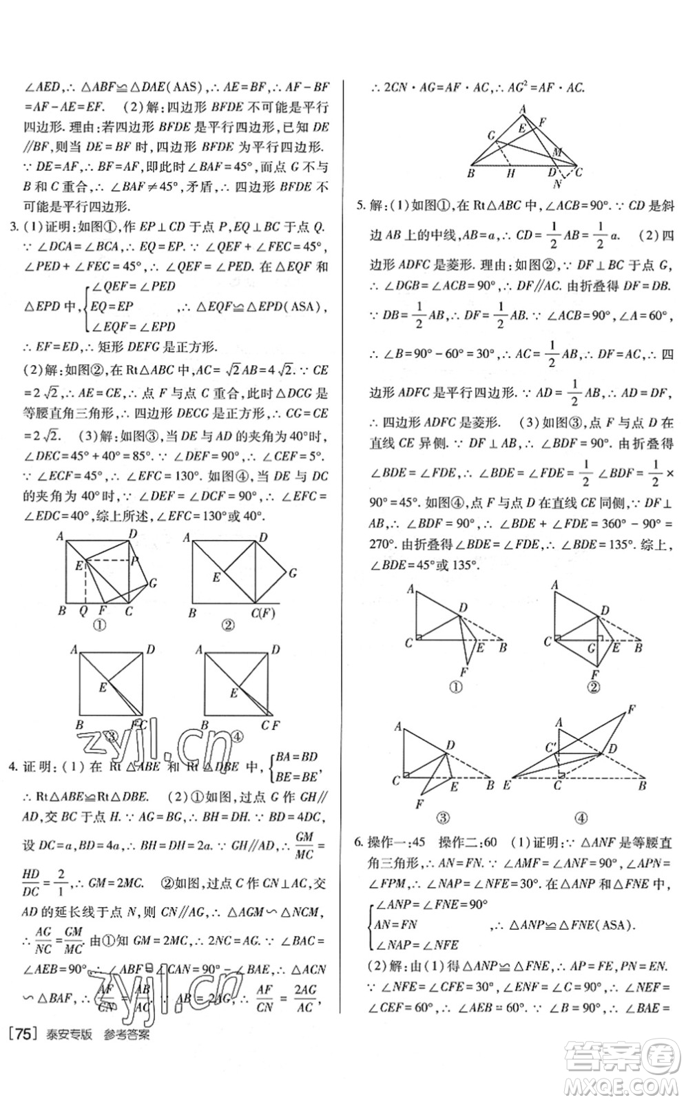 新疆青少年出版社2022升學(xué)錦囊九年級(jí)數(shù)學(xué)泰安專版答案