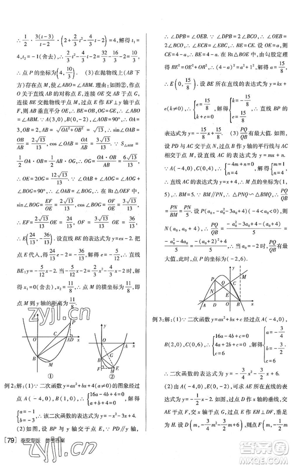 新疆青少年出版社2022升學(xué)錦囊九年級(jí)數(shù)學(xué)泰安專版答案