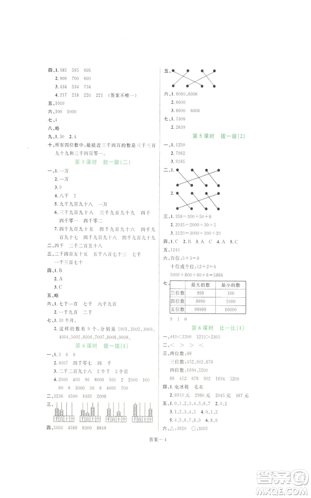 福建少年兒童出版社2022打好基礎(chǔ)同步作業(yè)本三年級(jí)下冊(cè)數(shù)學(xué)北師大版參考答案