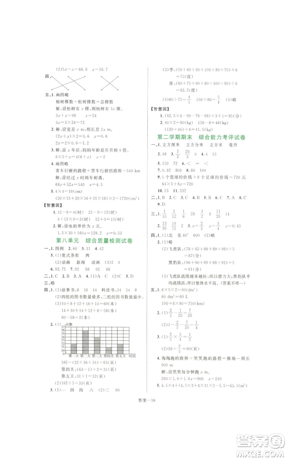 福建少年兒童出版社2022打好基礎(chǔ)同步作業(yè)本五年級(jí)下冊(cè)數(shù)學(xué)北師大版參考答案