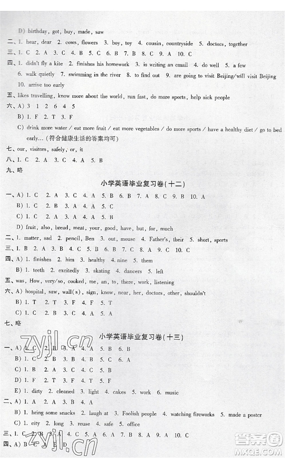 江蘇人民出版社2022小學升初中教材學法指導(dǎo)六年級英語譯林版答案