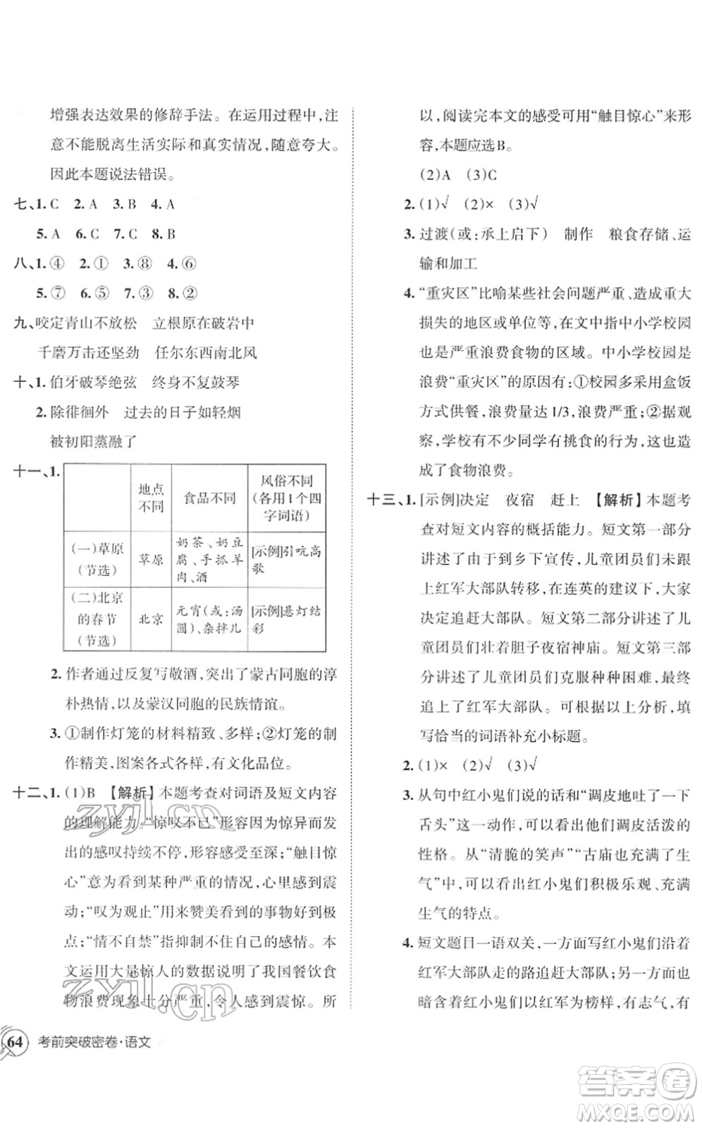 江西人民出版社2022王朝霞小學(xué)畢業(yè)總復(fù)習(xí)綜合能力驗(yàn)收卷六年級(jí)語文通用版答案