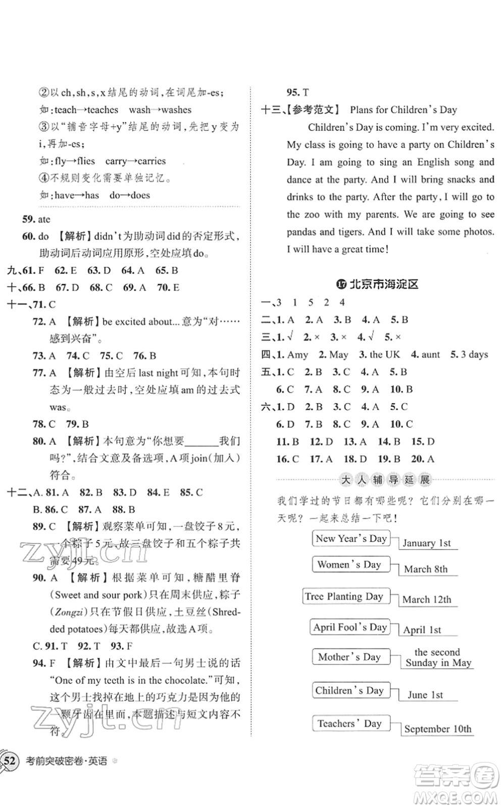 江西人民出版社2022王朝霞小學(xué)畢業(yè)總復(fù)習(xí)綜合能力驗收卷六年級英語通用版答案