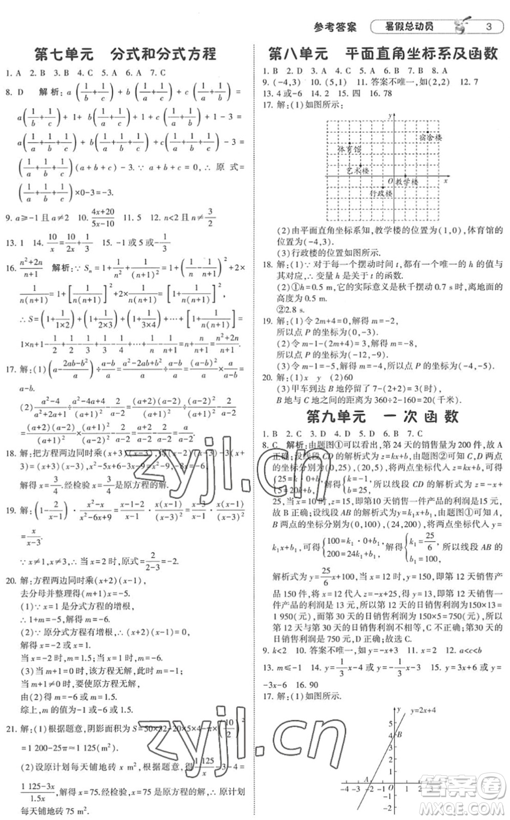 寧夏人民教育出版社2022經(jīng)綸學(xué)典暑假總動員八年級數(shù)學(xué)RJ人教版答案