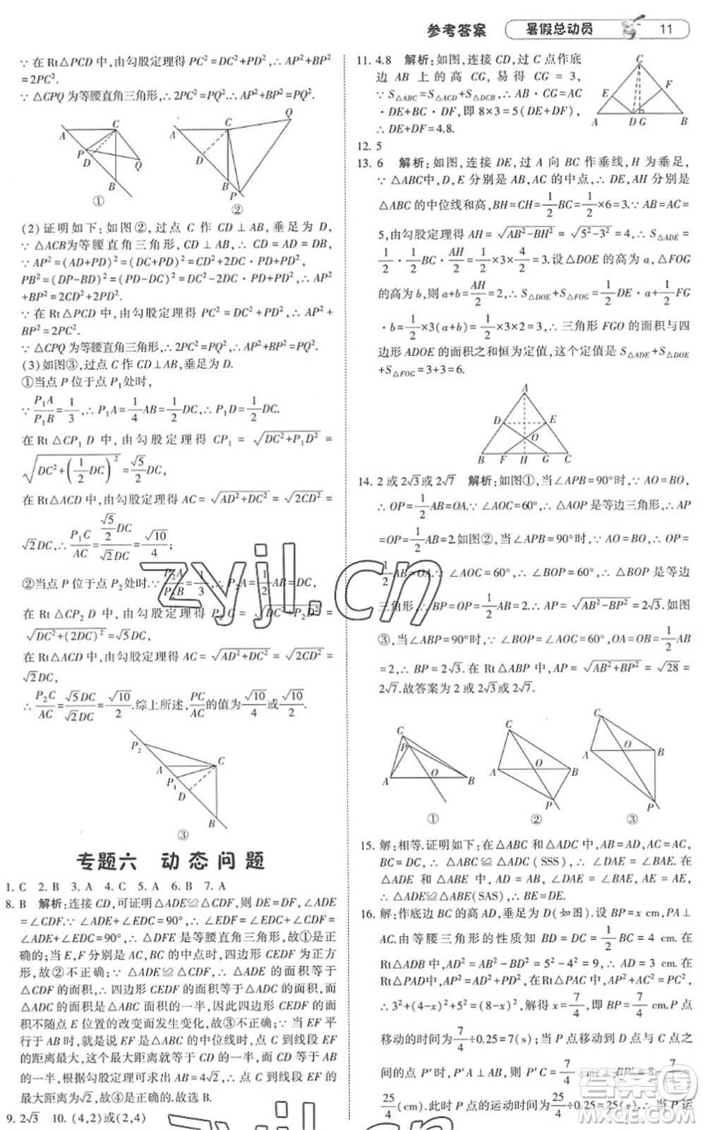 寧夏人民教育出版社2022經(jīng)綸學(xué)典暑假總動員八年級數(shù)學(xué)RJ人教版答案