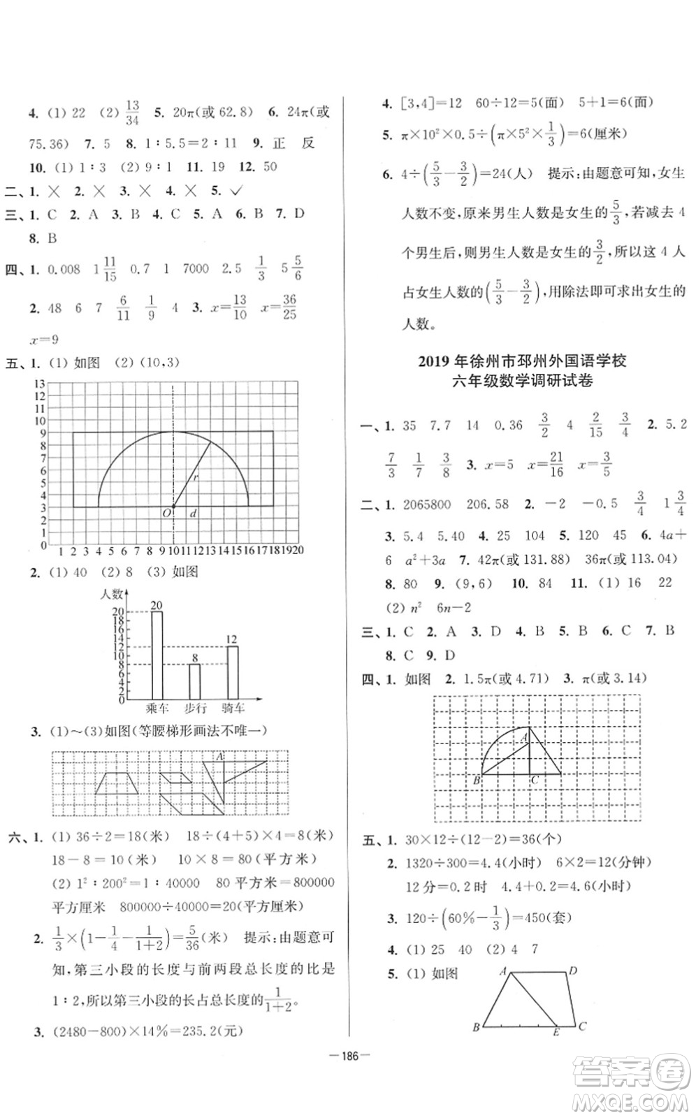 江蘇鳳凰美術出版社2022江蘇13大市名牌小學畢業(yè)升學真卷精編六年級數學江蘇專版答案