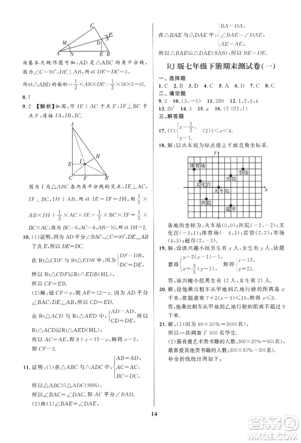 長(zhǎng)江出版社2022給力100假期作業(yè)七年級(jí)數(shù)學(xué)人教版參考答案