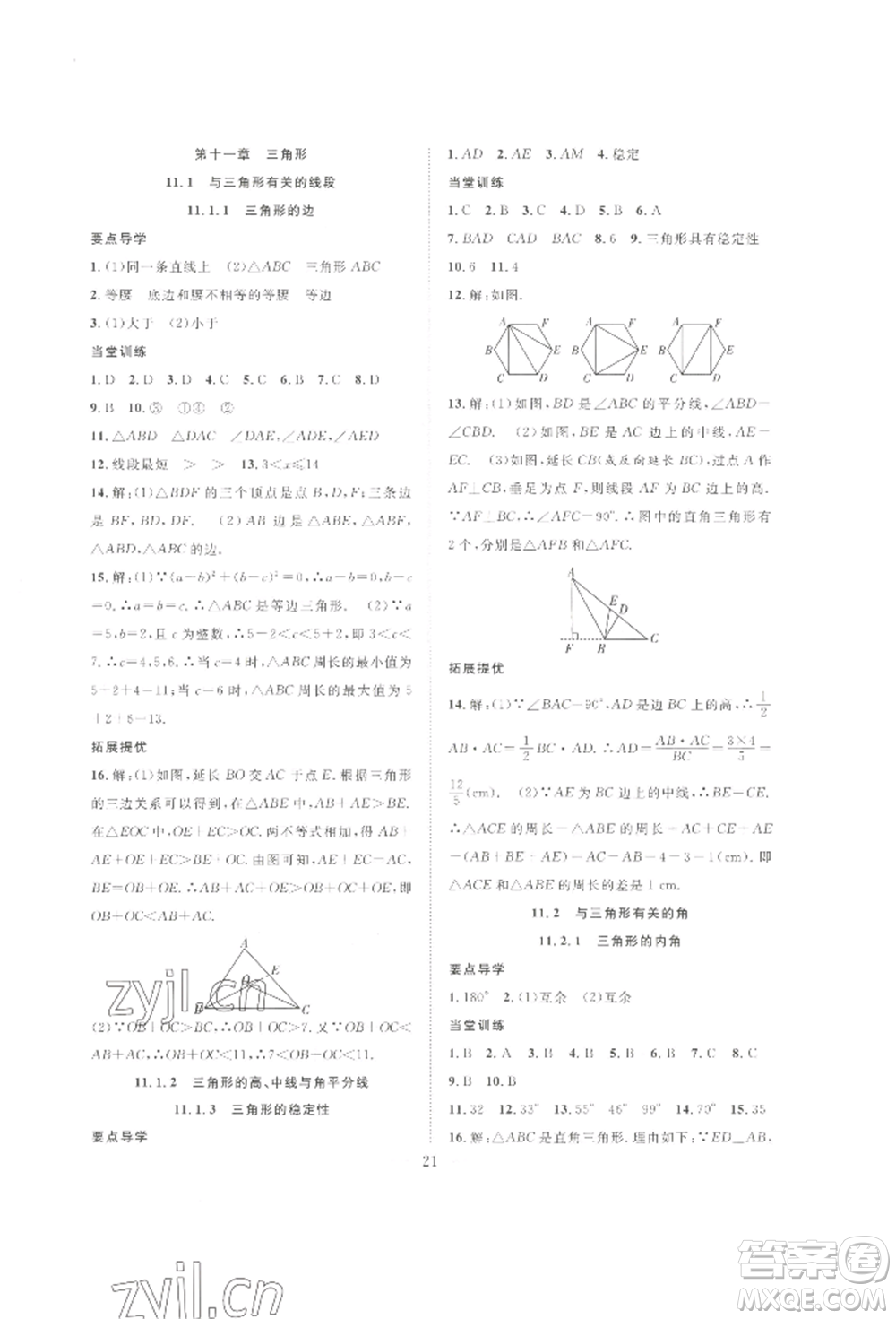 合肥工業(yè)大學(xué)出版社2022假期伴你行暑假復(fù)習(xí)計劃七年級數(shù)學(xué)人教版參考答案