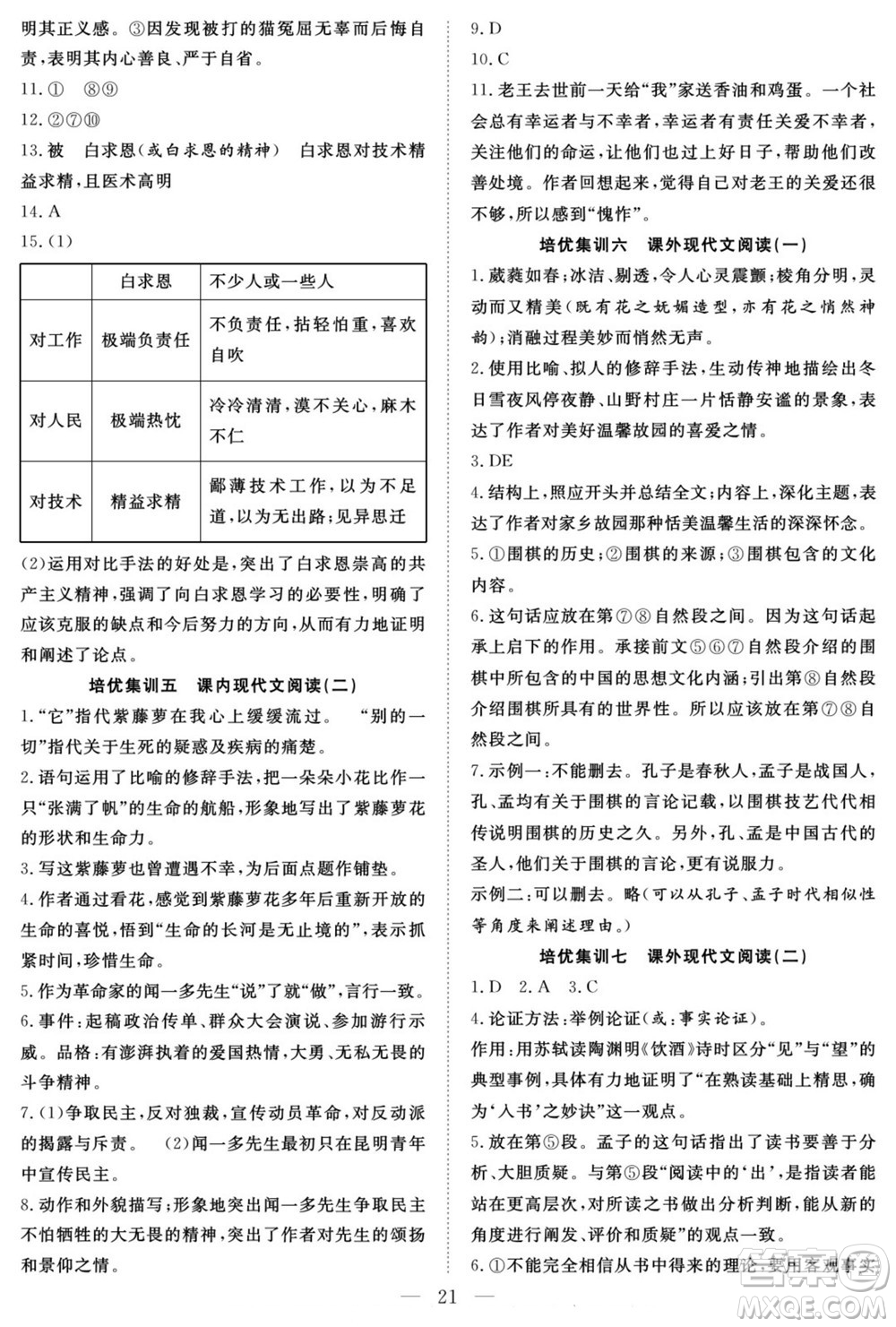 南方出版社2022新活力暑假總動員七年級語文人教版答案