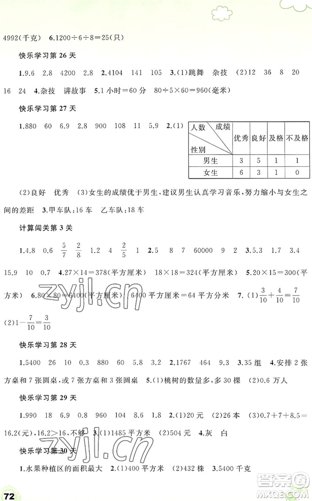 廣西師范大學(xué)出版社2022快樂(lè)暑假三年級(jí)數(shù)學(xué)通用版答案