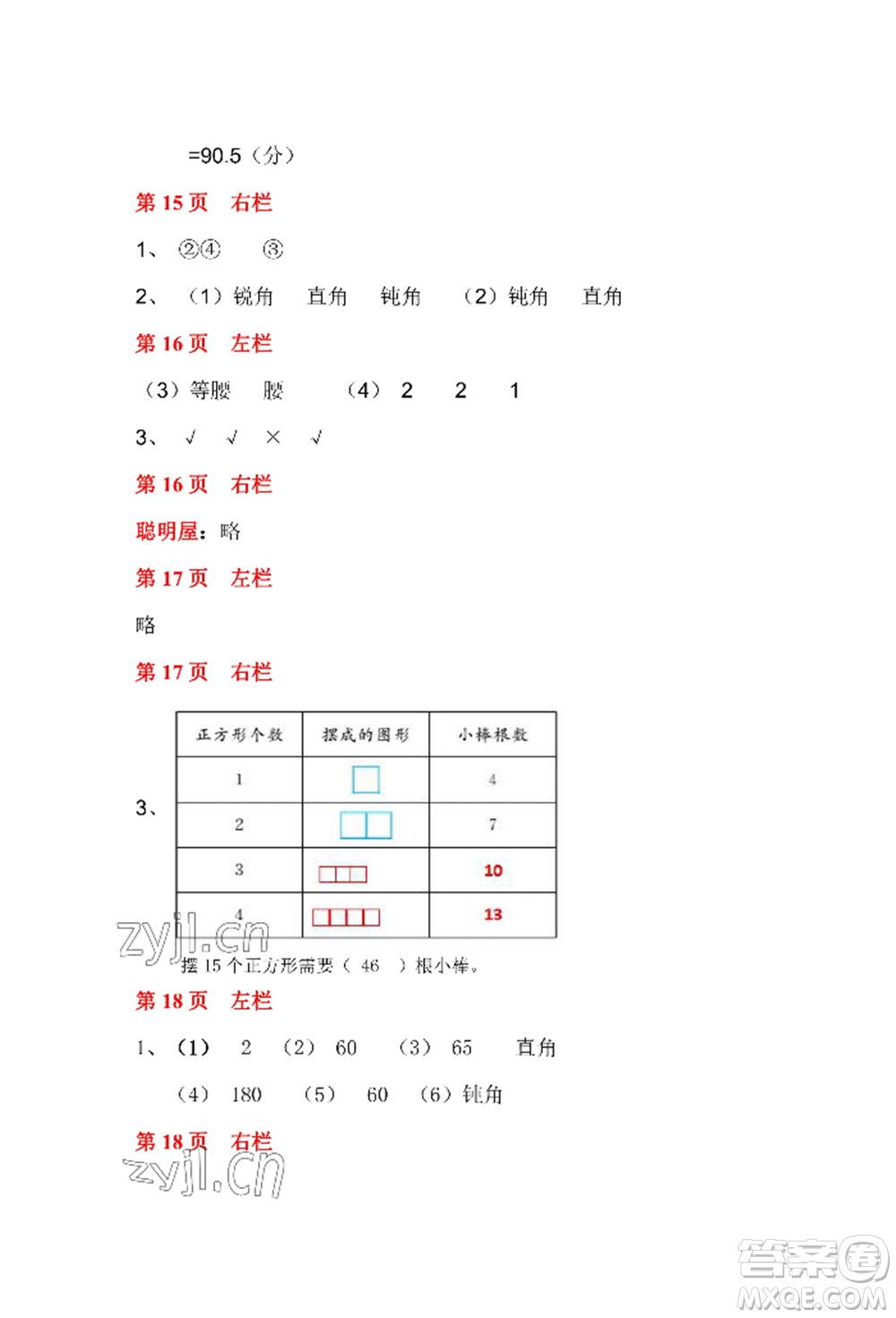 安徽少年兒童出版社2022暑假作業(yè)四年級數(shù)學(xué)北師大版參考答案