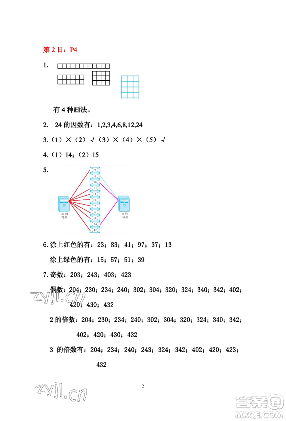 安徽少年兒童出版社2022暑假作業(yè)五年級(jí)數(shù)學(xué)人教版參考答案