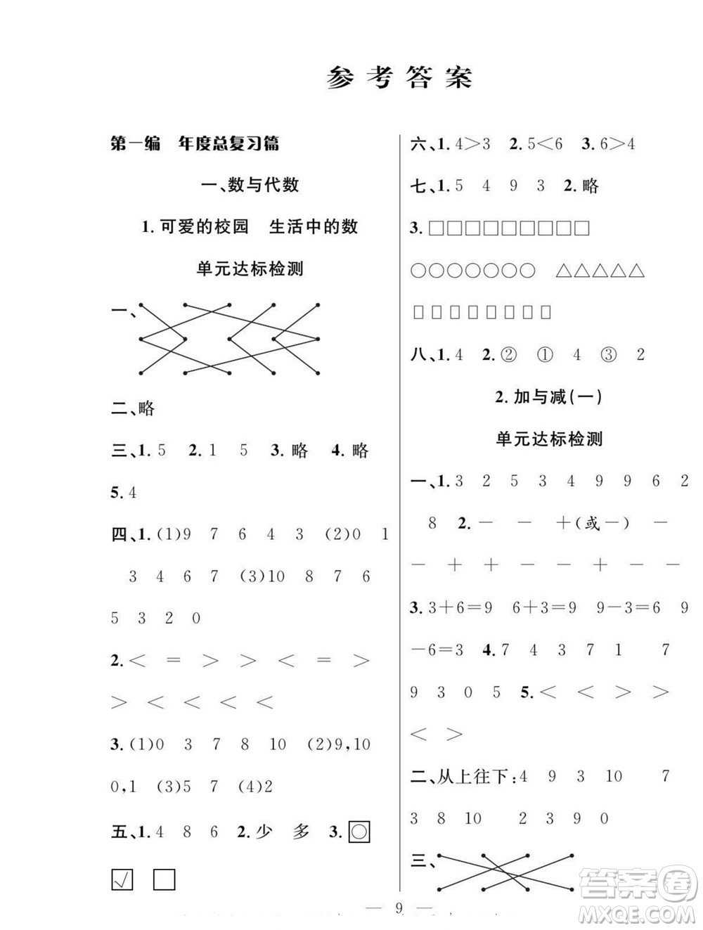 吉林教育出版社2022優(yōu)等生快樂(lè)暑假最佳復(fù)習(xí)計(jì)劃一年級(jí)數(shù)學(xué)北師版答案