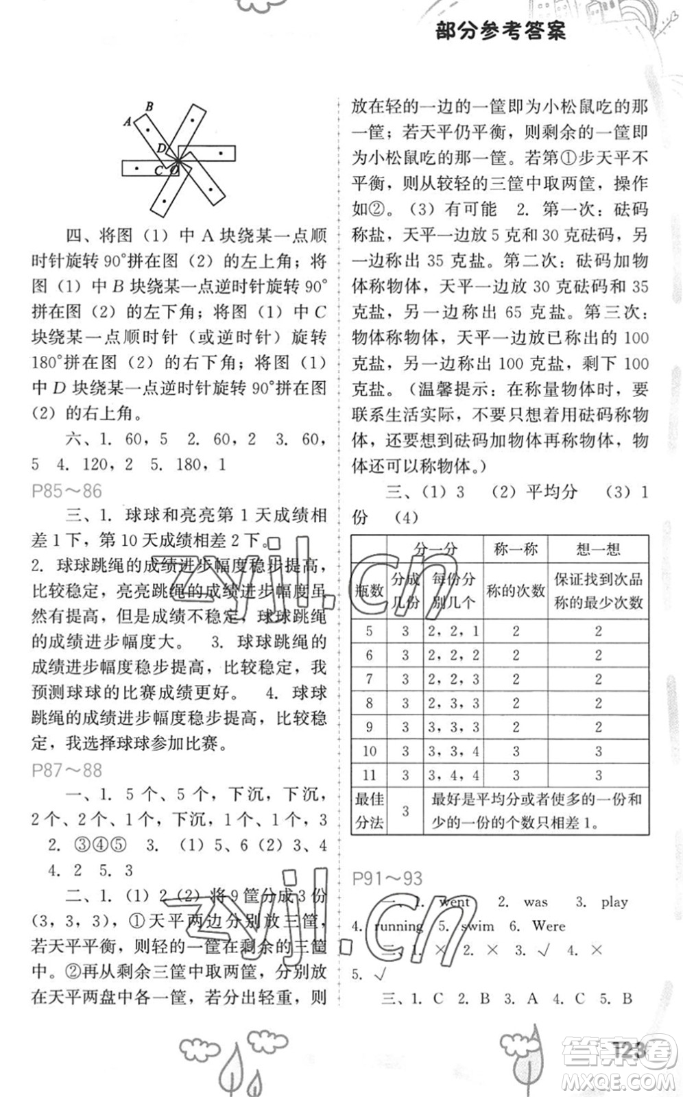 福建教育出版社2022暑假新啟航五年級合訂本閩教版答案