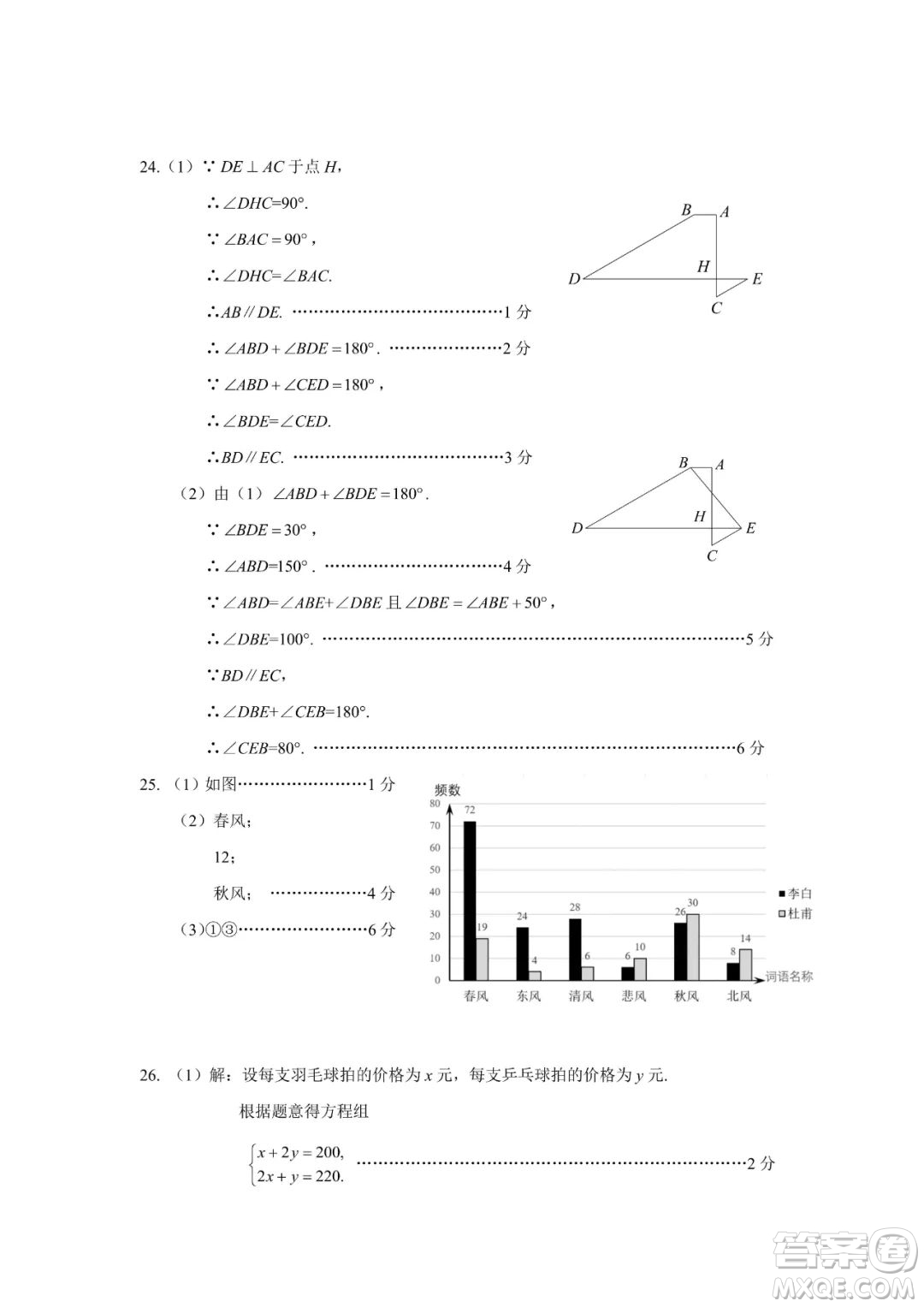 上海海淀區(qū)2022七年級下學期期末練習數學試題及答案