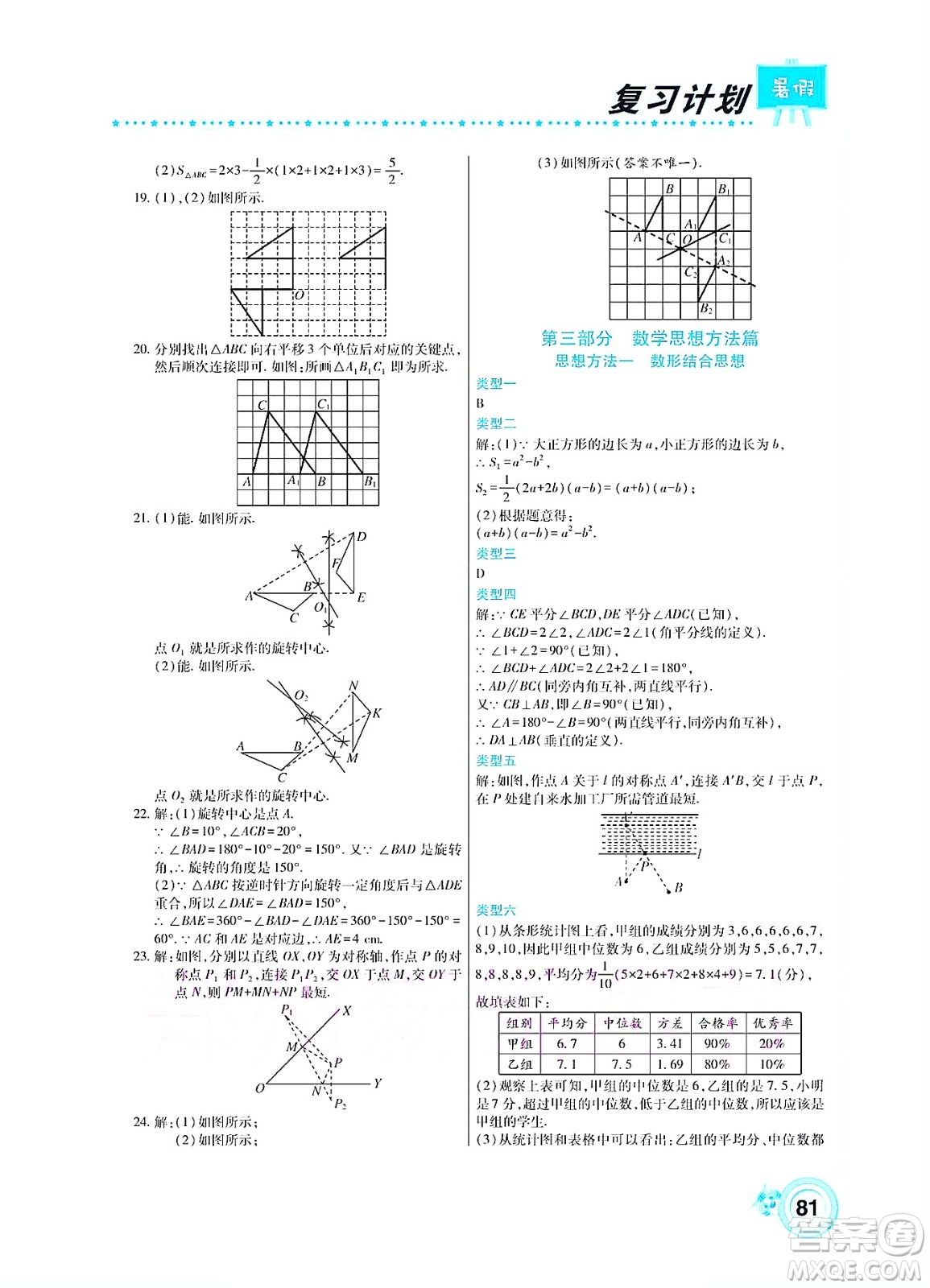 中原農民出版社2022豫新銳復習計劃暑假學期復習數(shù)學七年級湘教版答案