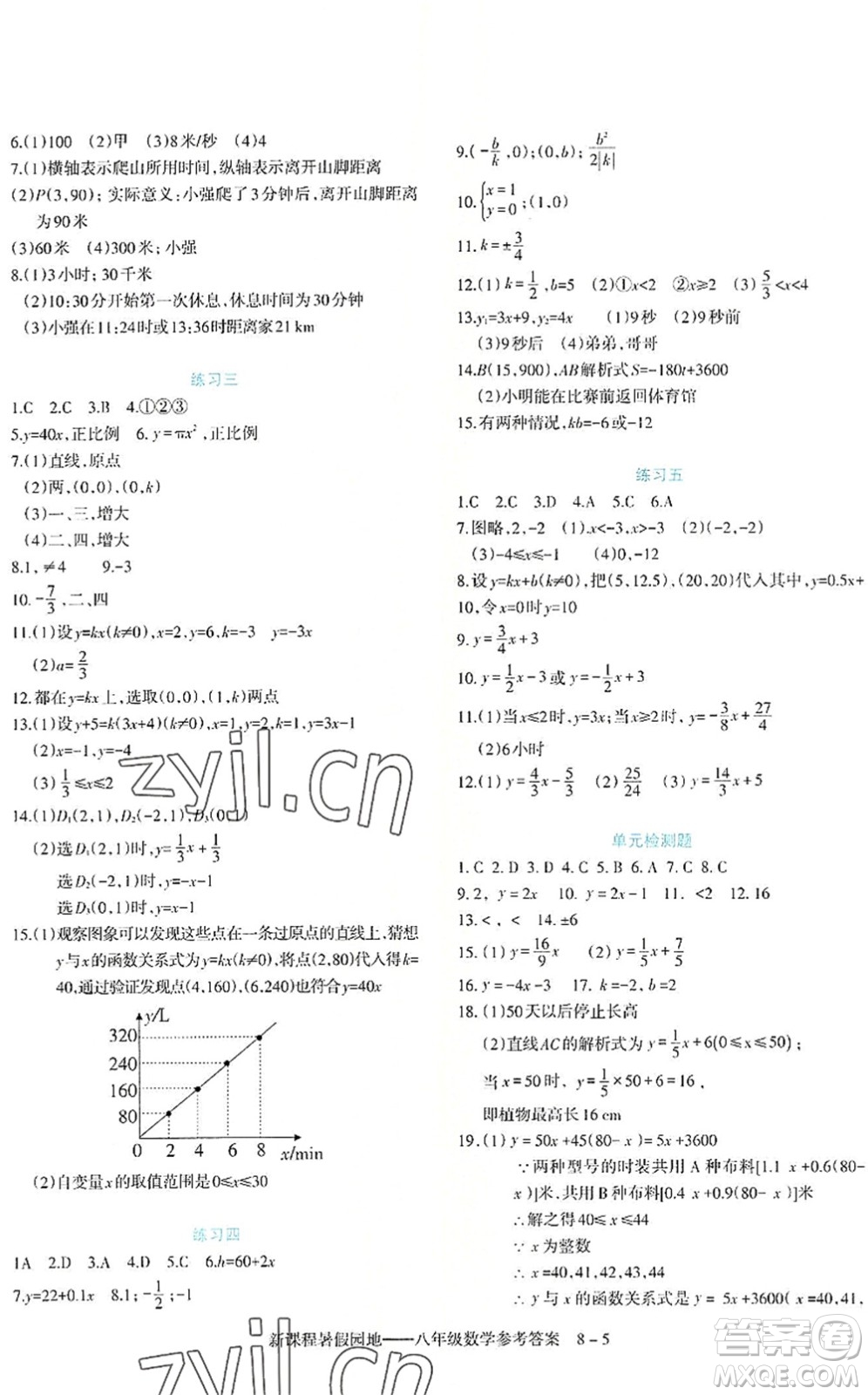 新疆科學(xué)技術(shù)出版社2022新課程暑假園地八年級數(shù)學(xué)通用版答案