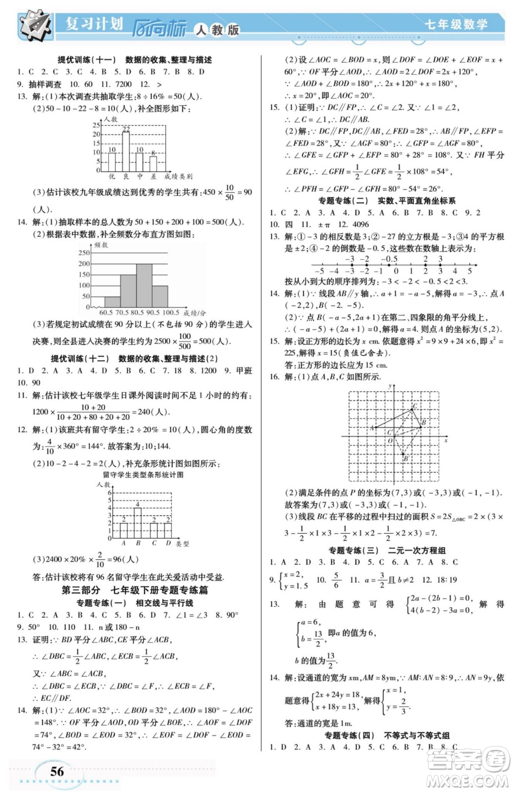 陽(yáng)光出版社2022復(fù)習(xí)計(jì)劃風(fēng)向標(biāo)暑假七年級(jí)數(shù)學(xué)人教版答案