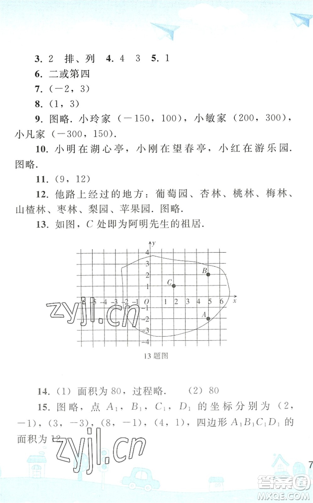 人民教育出版社2022暑假作業(yè)七年級(jí)數(shù)學(xué)人教版答案