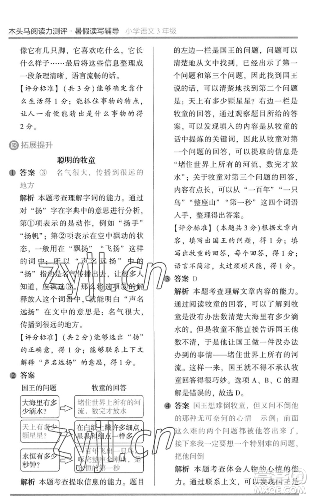 湖南師范大學(xué)出版社2022木頭馬閱讀力測(cè)評(píng)暑假讀寫(xiě)輔導(dǎo)三年級(jí)語(yǔ)文通用版答案