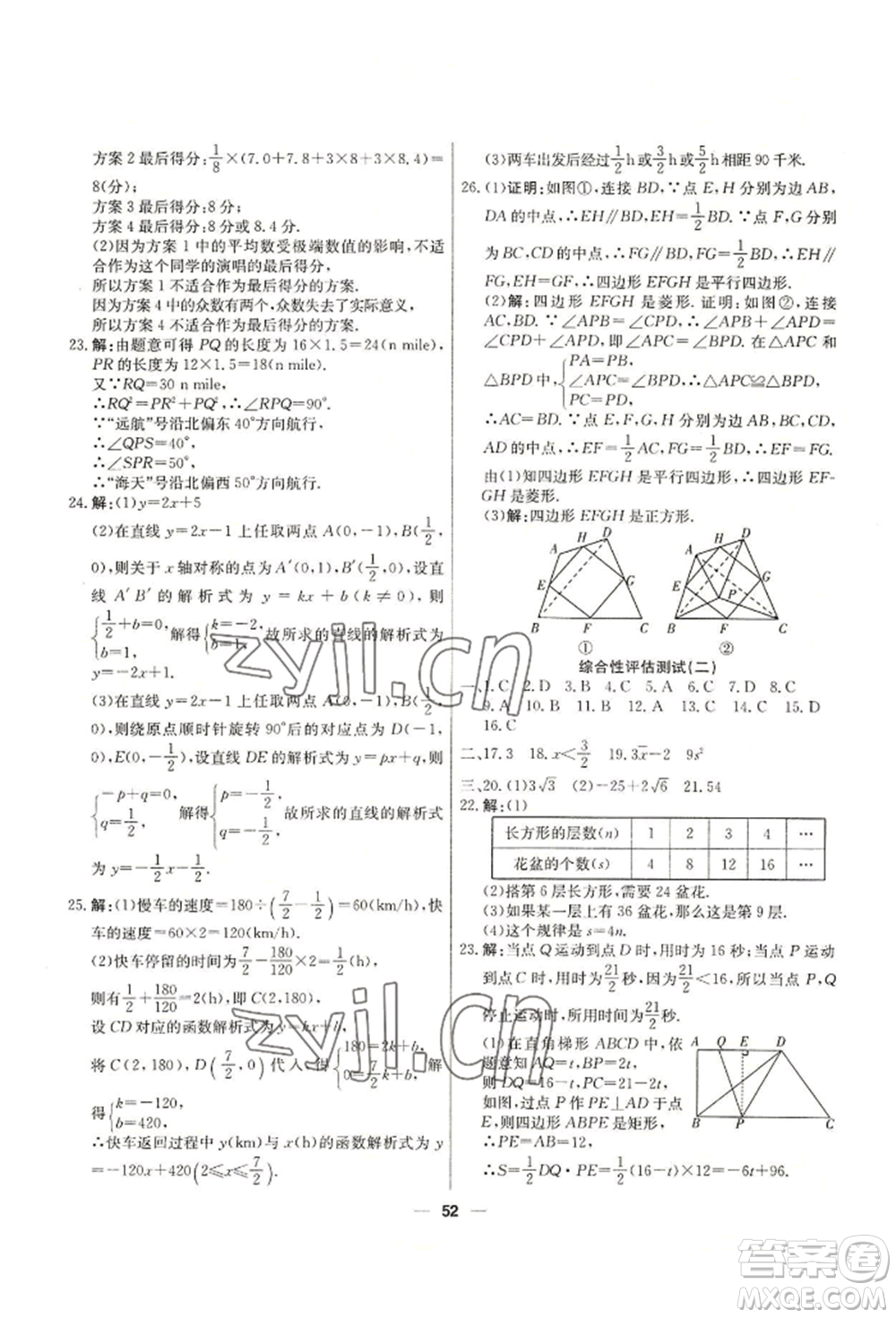 新疆文化出版社2022自主學(xué)習(xí)贏在假期八年級(jí)數(shù)學(xué)人教版參考答案