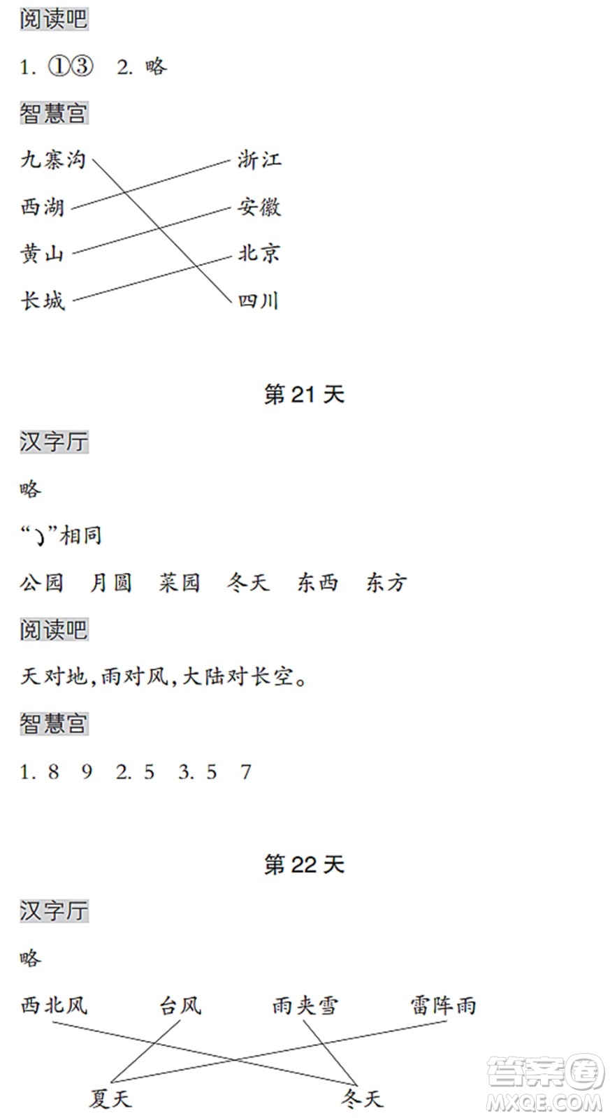 浙江教育出版社2022暑假作業(yè)本一年級(jí)語(yǔ)文人教版答案